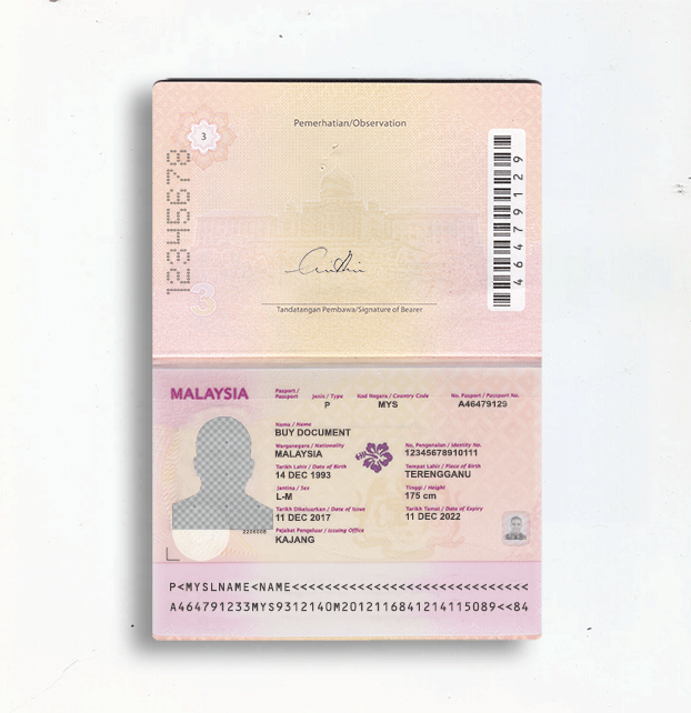 مدارک لایه باز مالزی شامل پاسپورت ، کارت شناسایی (آی دی کارت) ، قبض تلفن