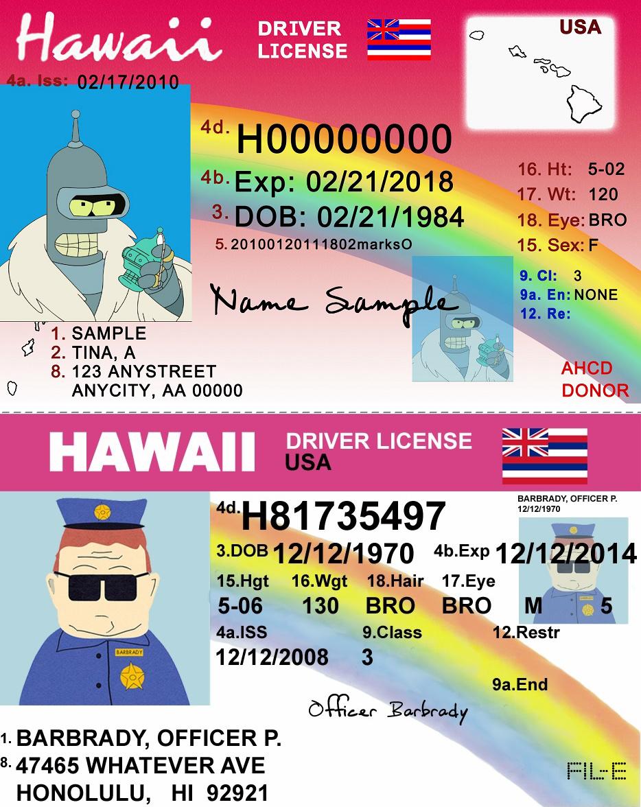 دانلود فایل لایه باز گواهینامه رانندگی کشور آمریکا ایالت هاوایی – USA Hawaii Driver License